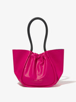 Front image of Large Ruched Tote in FUSCHIA