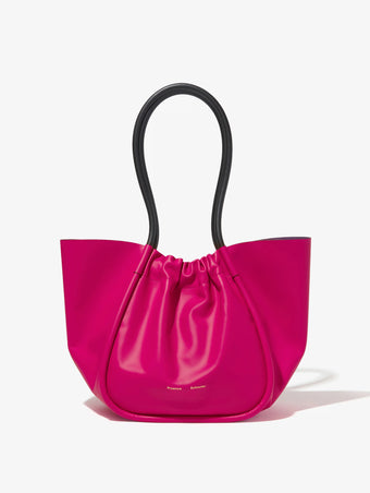 Front image of Large Ruched Tote in FUSCHIA