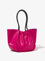 Side image of Large Ruched Tote in FUSCHIA