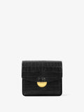 Front image of Embossed Croc Dia Day Bag in BLACK