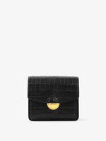 Front image of Embossed Croc Dia Day Bag in BLACK