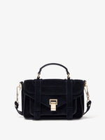 Proenza Schouler front image of PS1 Tiny Bag In Soft Suede in black