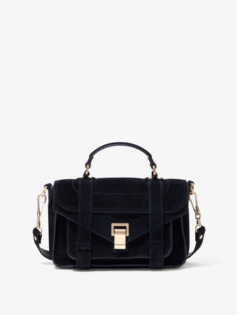 Proenza Schouler front image of PS1 Tiny Bag In Soft Suede in black