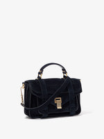 Proenza Schouler side image of PS1 Tiny Bag In Soft Suede in black