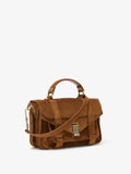 Proenza Schouler side image of PS1 Tiny Bag In Soft Suede in saddle