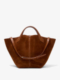 Front image of Large Chelsea Tote In Soft Suede in SADDLE