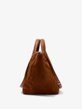 Side image of Large Chelsea Tote In Soft Suede in SADDLE