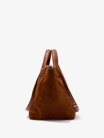 Side image of Large Chelsea Tote In Soft Suede in SADDLE