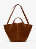 Front image of Large Chelsea Tote In Soft Suede in SADDLE