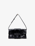 Front image of Flip Shoulder Bag in Eel in BLACK