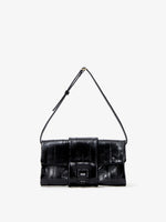 Front image of Flip Shoulder Bag in Eel in BLACK