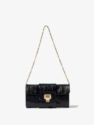 Front image of Flip Shoulder Chain Clutch in Eel in BLACK