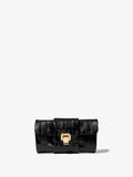 Front image of Flip Shoulder Chain Clutch in Eel in BLACK