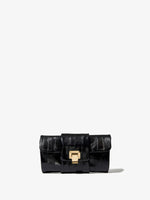 Front image of Flip Shoulder Chain Clutch in Eel in BLACK