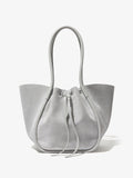 Back image of Large Ruched Tote in Soft Suede in GREY