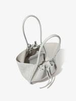 Aerial image of Large Ruched Tote in Soft Suede in GREY