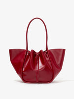 Back image of Large Ruched Tote in Soft Shiny Calf in ROSEWOOD