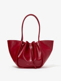 Front image of Large Ruched Tote in Soft Shiny Calf in ROSEWOOD