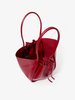 Aerial image of Large Ruched Tote in Soft Shiny Calf in ROSEWOOD