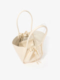 Aerial image of Large Ruched Tote in Soft Shiny Calf in BIRCH