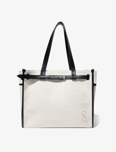 Front image of Belted Tote in Canvas in NATURAL