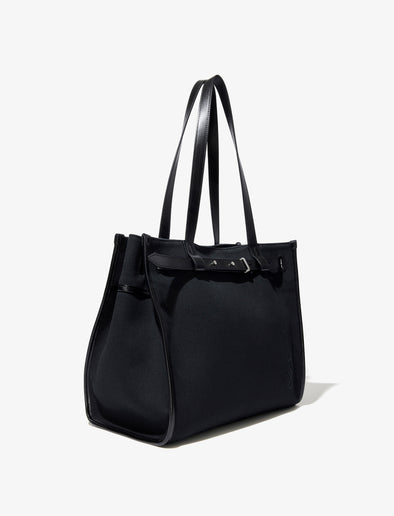 Side image of Belted Tote in Canvas in BLACK