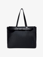 Front image of Belted Tote in Canvas in BLACK