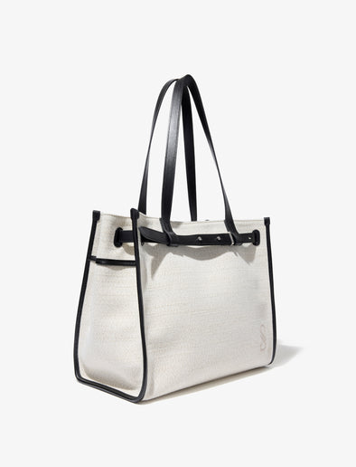 Side image of Belted Tote in Canvas in NATURAL