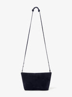 Proenza Schouler front image of Bond Bag in Suede in DEEP NAVY with strap extended