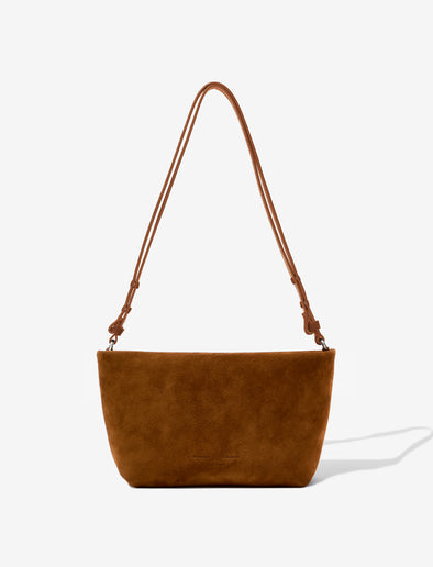 Front image of Bond Bag in Suede in saddle