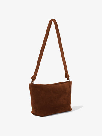 Side image of Bond Bag in Suede in SADDLE