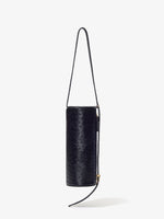 Front vertical image of Silo Bag in Ostrich Embossed Calf in BLACK