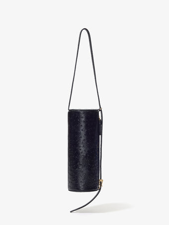 Front vertical image of Silo Bag in Ostrich Embossed Calf in BLACK