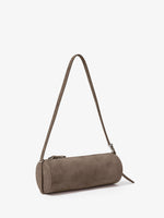 Side image of Silo Bag in Kid Suede in TAUPE