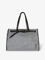 Proenza Schouler Front Still Life image of Belted Tote in Felt in SLATE