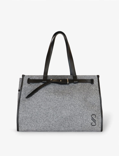 Proenza Schouler Front Still Life image of Belted Tote in Felt in SLATE