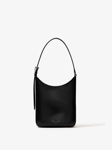 Front image of Slope Shoulder Bag In Soft Spazzolato in BLACK