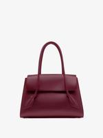 Front image of Tate Bag in Smooth Calfskin in DARK RED with front flap