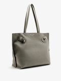 Side image of Days Tote in Pebbled Calf Skin in SLATE