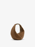 3/4 Side image of Mini Slide Bag in Soft Suede in Cumin