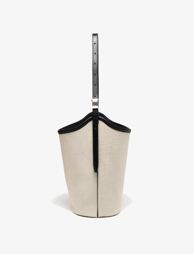 Proenza Schouler profile image of Brant Bucket Bag in Natural Linen in natural/black