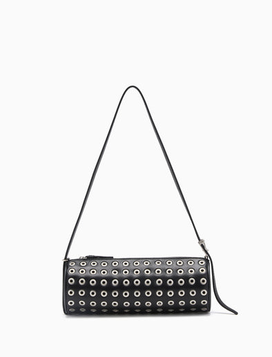 Proenza Schouler front image of Silo Bag in Eyelet Covered Nappa in Black