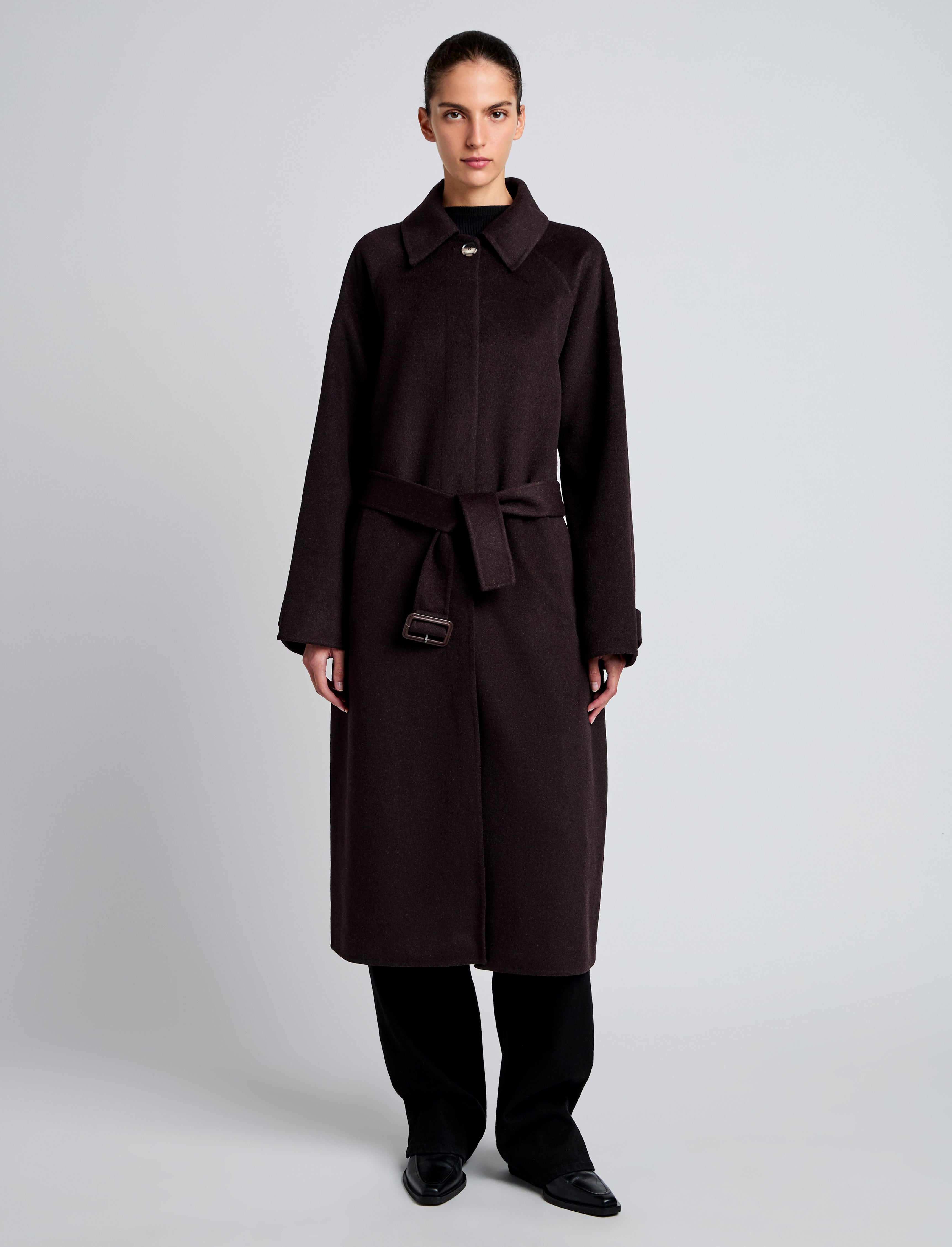 Proenza Schouler White Label Juliette Coat in Brushed Wool Hickory Proenza Schouler Official Site