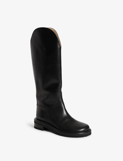 Proenza Schouler front 3/4 image of Pipe Riding Boots in black