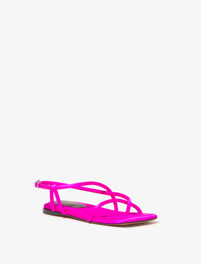 Front 3/4 image of Square Strappy Sandals in FUSCHIA