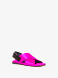 Front 3/4 image of Square Crossover Sandals in FUSCHIA