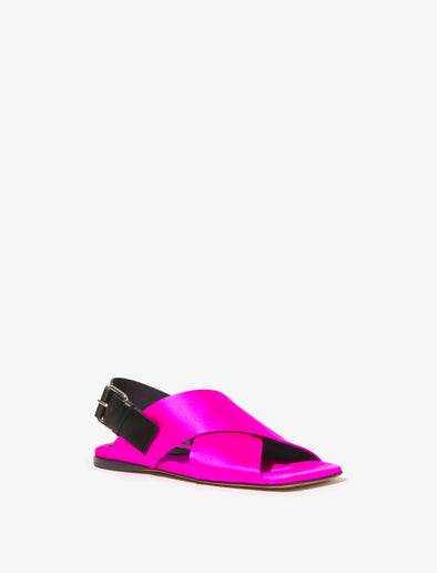 Front 3/4 image of Square Crossover Sandals in FUSCHIA