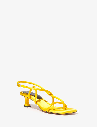 Front 3/4 image of Square Strappy Sandals - 50mm in yellow