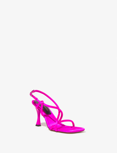 Front 3/4 image of Square Strappy Sandals in FUSCHIA