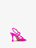 Back 3/4 image of Square Strappy Sandals in FUSCHIA